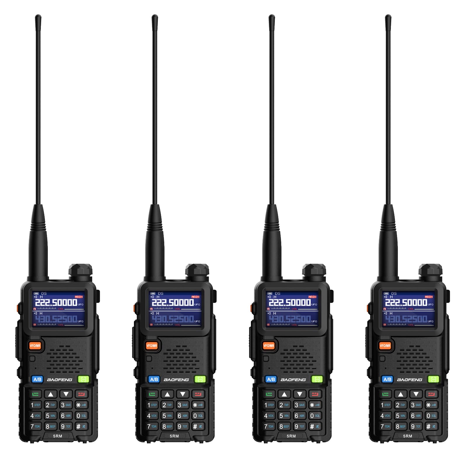 Photo 1 of BAOFENG Radio 5RM 10W Ham Radio Long Range Handheld Tri-Band 2 Way Radio Rechargeable Walkie Talkies for Adults, Family, Cycling, Road, Trip, Hiking (Black, 4 Pack)