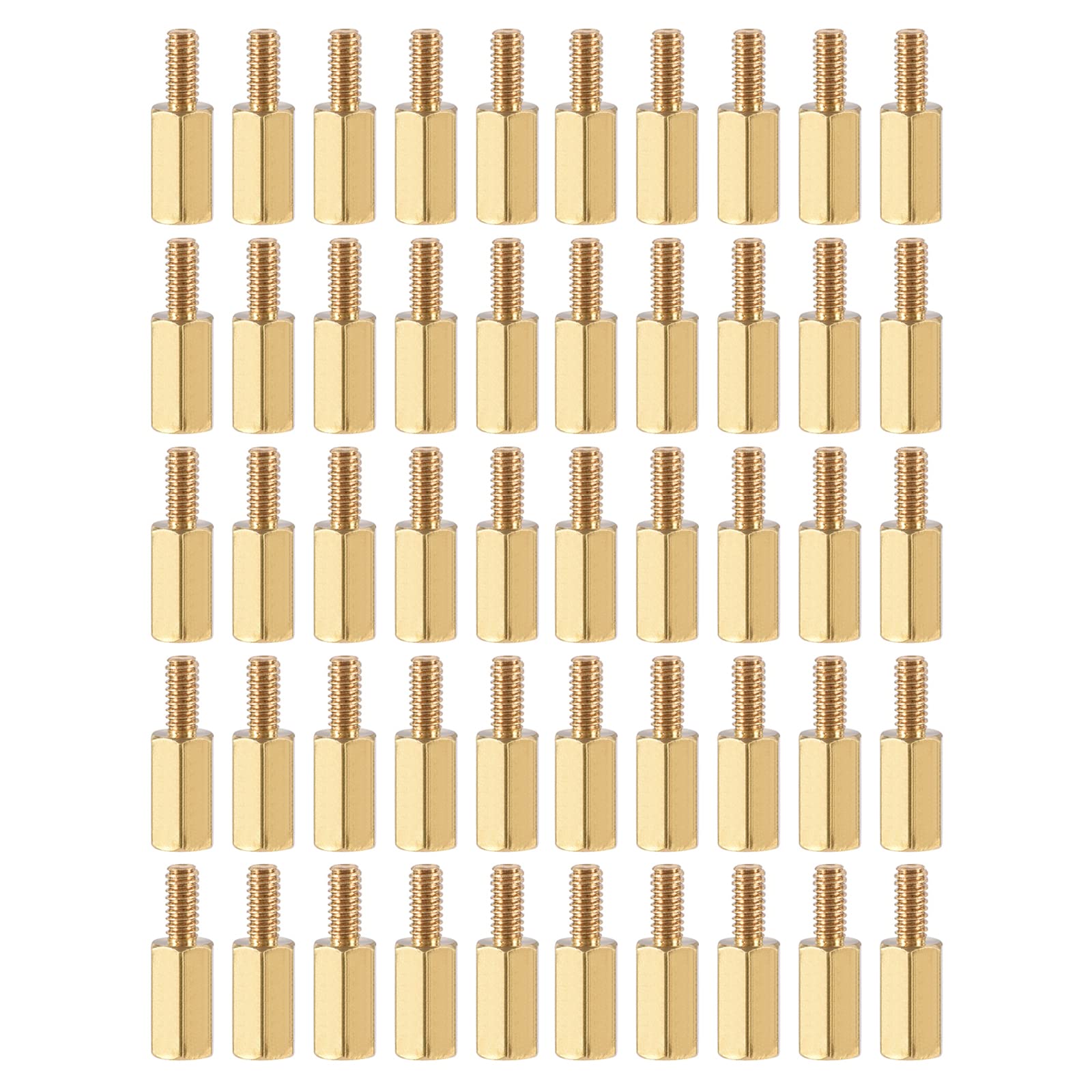 YOKIVE 50 Pcs M2.5 Standoff Screws, Brass Hex PCB Standoffs, Keep Height Consistent, Great for Motherboard (Gold Tone, 9mm+6mm)
