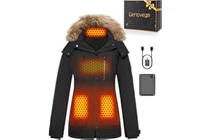 GENOVEGA Graphene Heated Jacket for Women with Large Capacity Battery Pack Waterproof Windproof