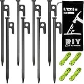8 Pack Tent Stakes Heavy Duty Metal Tent Pegs for Camping Steel Tent Stakes 8 inch Unbreakable and Inflexible