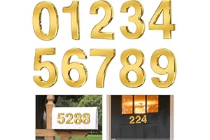Ranslen 10 Pieces 4 Inch High House Numbers 0-9, Self-adhesive 3D Mailbox Numbers Door Address Home Number Stickers Sign for Apartment Mailbox Sign Office Hotel Room, Gold Electroplated Plastic