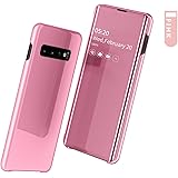 適合Samsung Galaxy S8 Plusケース知能休眠 手帳型 適合Samsung S8 Plusケース, SevenPanda 軽量 薄型 メッキ 鏡面 化粧鏡 クリア 携帯画面可視 スマートウェイク 知能休眠 手帳型 人気 PUレザー 携帯ケース、キラキラ おしゃれ かわいい 二層構造 スタンド フリップ カード収納 磁気防止カード 取り外し ポケット 耐衝撃 衝撃吸収耐汚れ 滑り防止 反塵 薄型 超軽量 磁性技術 カバー携帯電話ケース - ピンク