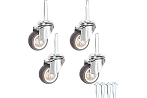 YEWEKE Stem Caster Wheels with 5/16" x 1-1/2" (8 x 38mm) Stem Sockets TPR Replacement Castors Swivel Casters for Carts, Furniture, Dolly, Workbench (1.5 inch Without Brakes)