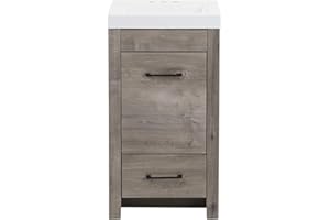 Spring Mill Cabinets Nixie Freestanding Bathroom Vanity with 1-Door Cabinet, Drawer, Sink Top, 18.5" W x 16.75" D x 34.38" H, White Washed Oak