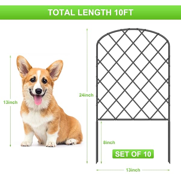 OUSHENG 19 PACK DECORATIVE GARDEN FENCE, TOTAL 20FT(L) X 24IN(H) ANIMAL BARRIER BORDER, RUSTPROOF METAL WIRE SECTION EDGING FENCING PANEL FOR OUTDOOR PATIO GARDEN YARD, ARCHED