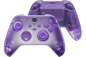 eXtremeRate Full Set Shell Buttons for Xbox Series X & S Controller, Clear Atomic Purple Replacement Side Rails Grips Front Back Plate Cover for Xbox Core Wireless Controller