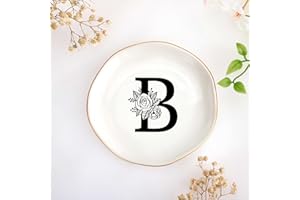 JoycuFF Initial B Ceramic Jewelry Tray, Bridesmaid Bride Gifts, Mothers Day Christmas Anniversary Engagement Birthday Gifts for Women Couples, Trinket Dish for Rings Earrings Necklaces Bracelets Keys