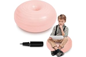 Lewtemi Flexible Seating for Classroom 20 Inch Inflatable Yoga Ball Chair Large Donut Exercise Ball Chair Cushion Seat with Inflator for Kid Student Sensory Balance Home Office