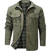 Eisctnd Men's Flannel Lined Shacket Lightweight Warm Snap Western Plaid Shirt Jacket for Outdoor Cowboy Casual Work