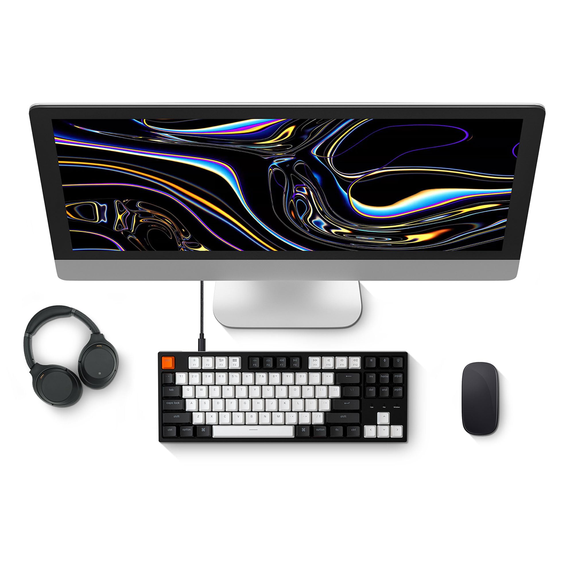 Keychron C1 TKL Mechanical Gaming Keyboard - Wired White LED Backlit Compact Keyboard with Linear Mechanical Switches,Compatible with mac,Windows