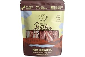Beg & Barker Pork Jerky for Dogs (4 oz, Pack of 1) - Dog Training Treats - Natural Dog Treats Made in The USA - Grain Free, Diabetic-Friendly, High Protein, Sugar-Free (Pork Dog Jerky)