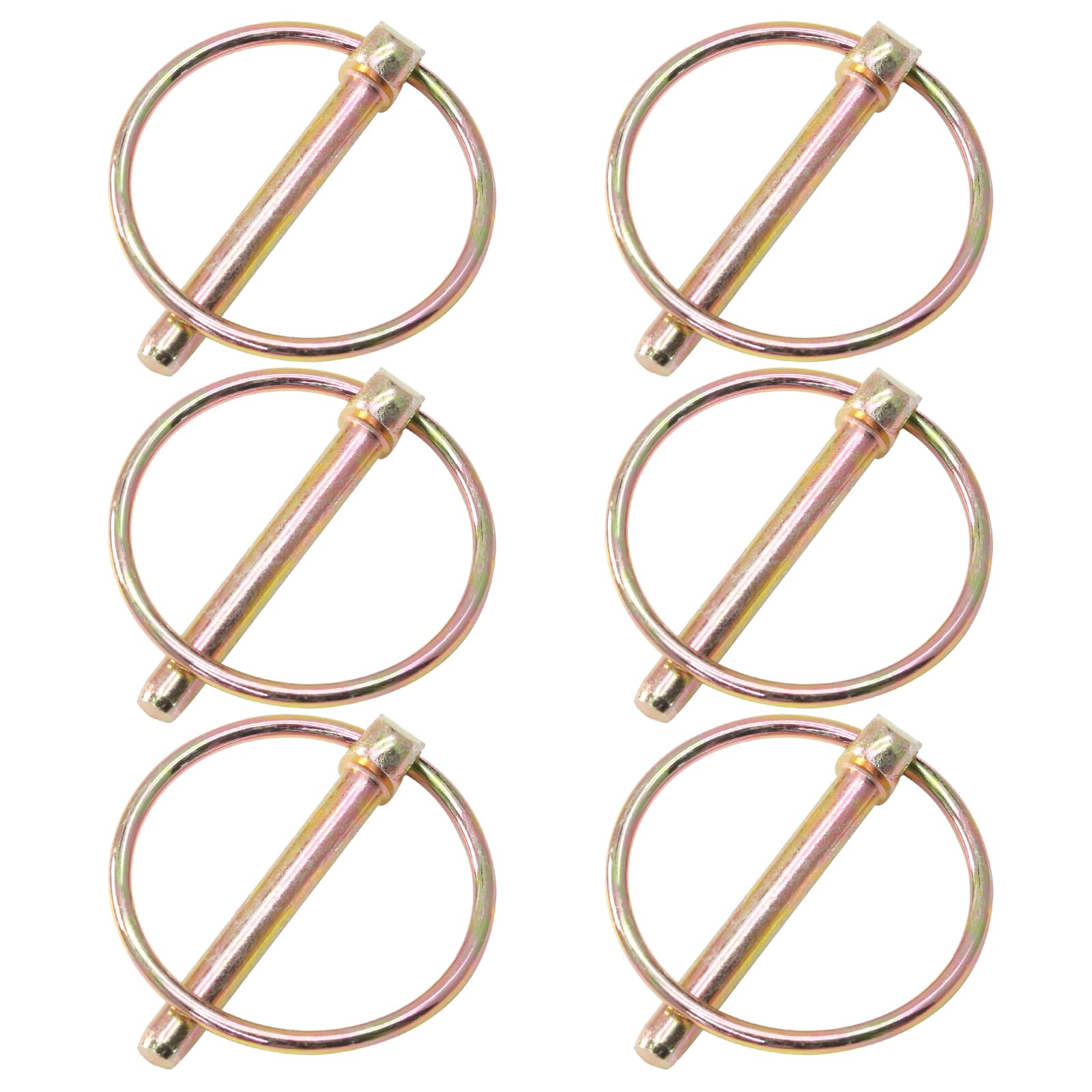 Photo 1 of ***MISSING 3 PIECES***
Litoexpe 6 Pcs 1/4 Inch Lynch Pin with Ring, Heavy Duty Round Linch Pins Assortment for Farm Tractors, Trucks, Trailers, Mowers (1/4”x1-3/4”)