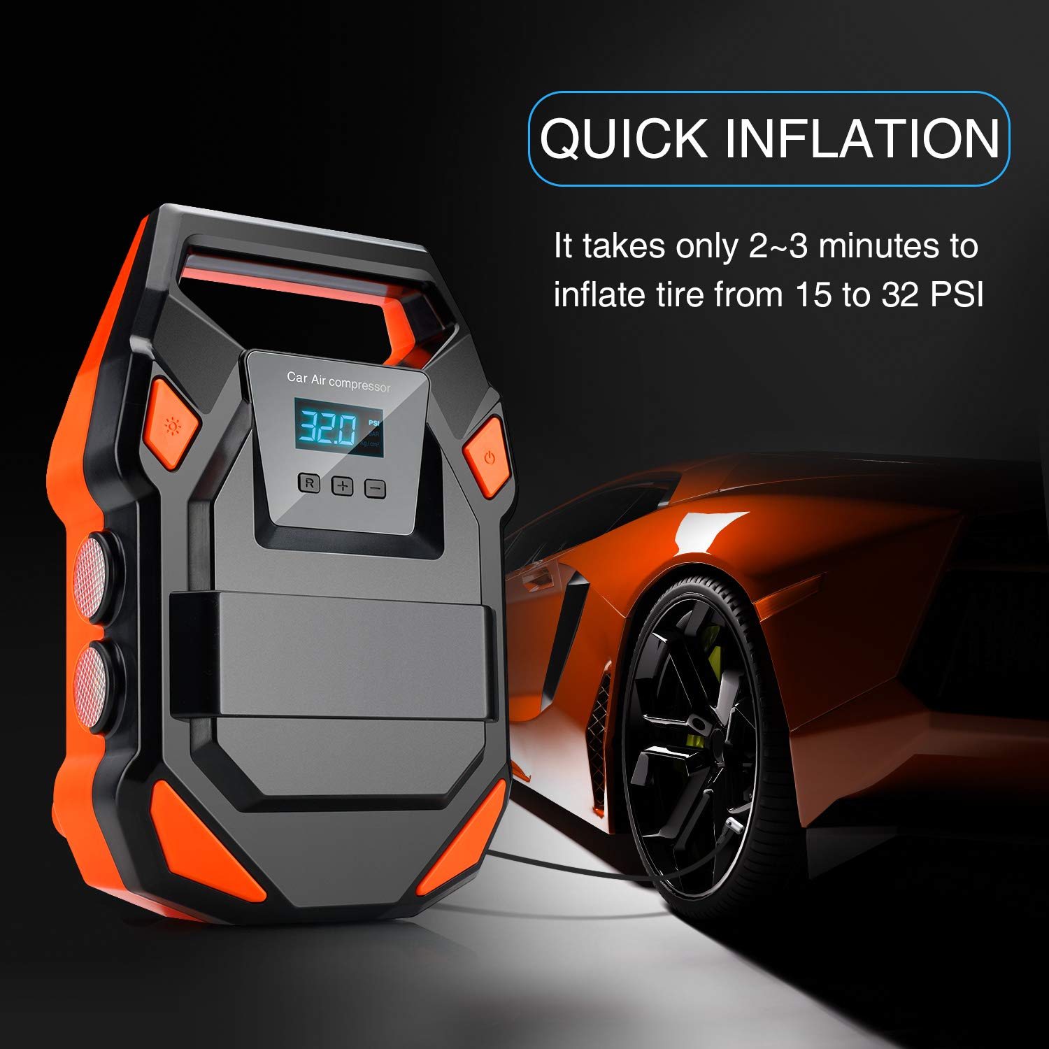 Air Compressor Tire Inflator 12V 150PSI Portable Air Pump Auto Digital Tire Pump with Emergency LED Light, Long Cable and Auto Shut Off Compatible with Car, Bicycle, Motorcycle, Balls and Inflatables