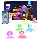200FT Permanent Outdoor Lights for House, 2025 Smart RGB LED Outside Eaves Lights with APP Remote Control, IP67 Waterproof Outdoor Lighting Decor for Christmas Holiday, Halloween, Roof, Party, Daily