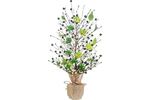St Patricks Day Decorations, DECSPAS 20" Table Tree with Foam Shamrock St Patricks Day Decor, Decorative Tree Table Centerpiece Cloth Bag Base St. Patrick's Day Decorations for the Home, Table, Mantel