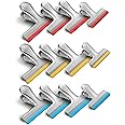 HOUSE AGAIN 12 Pack 3 Sizes Stainless Steel Chip Bag Clips Covered with Silicone - NO More Sharp Edges - Air Tight Seal Bag Clips, 5 Inches, 3 Inches and 2.5 Inches