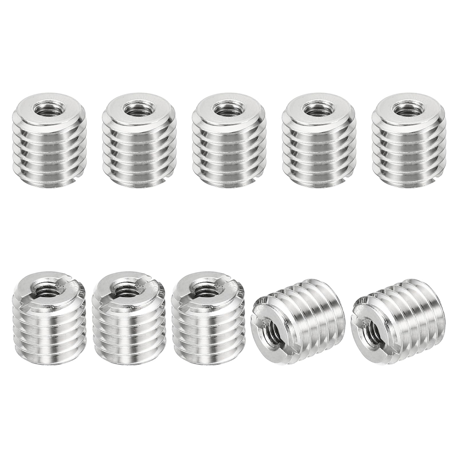 PATIKIL Thread Adapters Sleeve Reducing Nut, 10 Pcs M10*1.5 Male to M4*0.7 Female Repairing Insert Nut Screw Reducer Conversion Stainless Steel Fastener 10mm