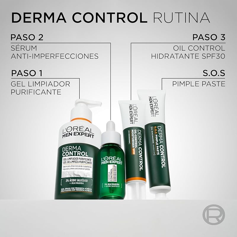 L'Oréal Paris Men Expert Derma Control Gel de Limpeza Purificante com Ácido Salicílico e Niacinamida Para Pele Oleosa com Tendência para Acne — foto 6 de 7