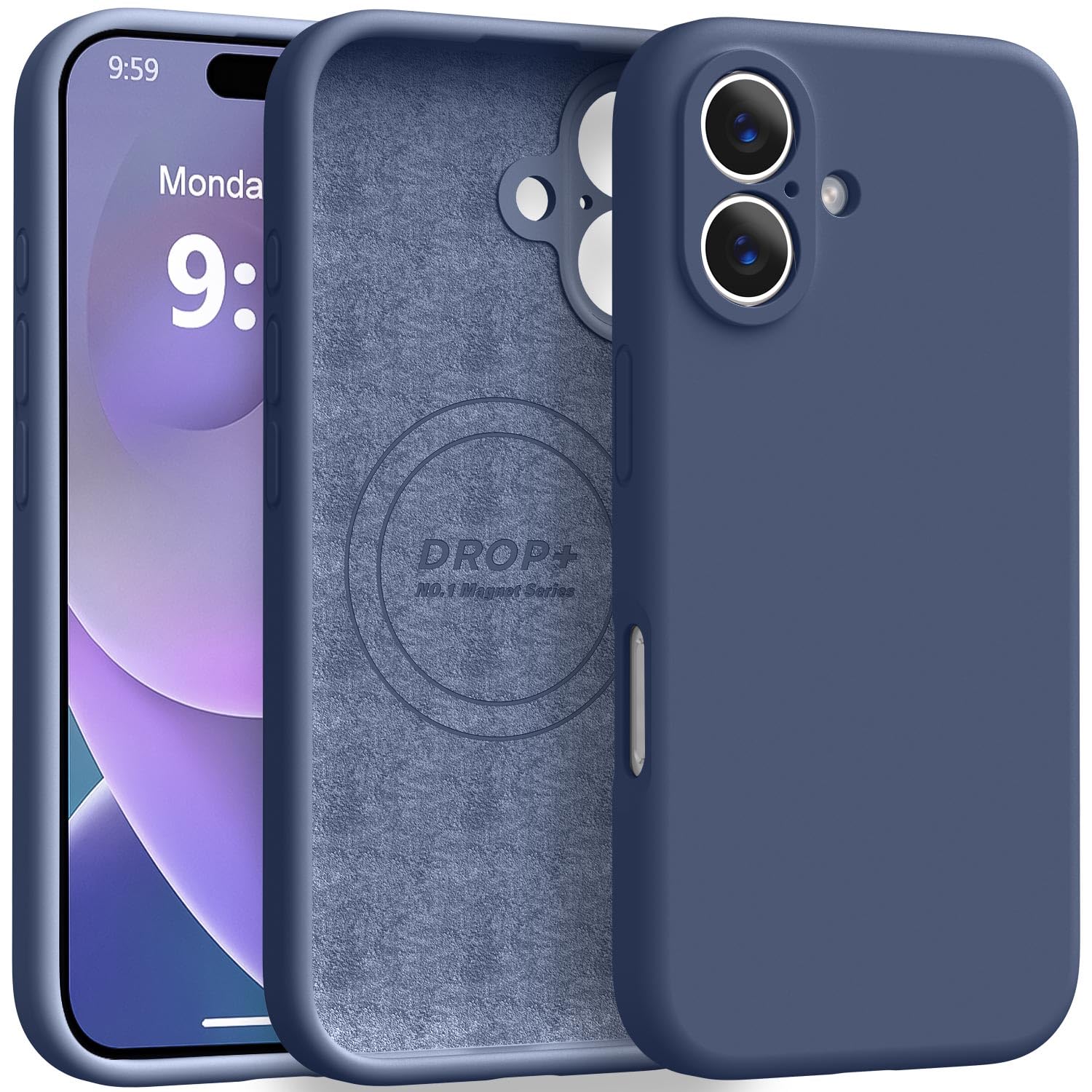 Photo 1 of Ktele Magnetic for iPhone 16 Case [Compatible with Magsafe] [Premium Silicone Satin-Smooth Touch] Slim Shockproof Anti-Scratch Microfiber Lining Case, 6.1 inch, Navy Blue