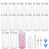 Maucircol 15 Pack Acrylic Snow Globe Tumbler, 20 Oz Pre Drilled Double Wall Snow Globe Supplies Kit, Plastic Snowglobe Tumbler DIY Kit Including Cups and DIY Tools