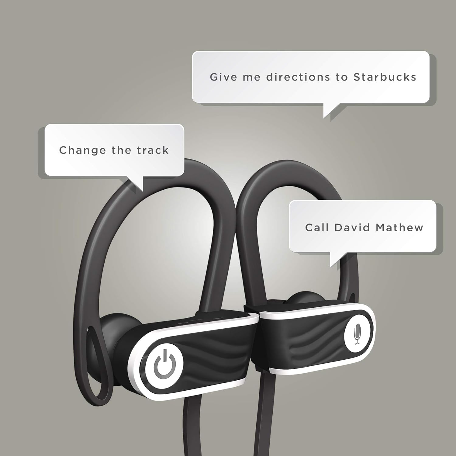 soundlogic voice assistant wireless sport earbuds bluetooth headset with mic