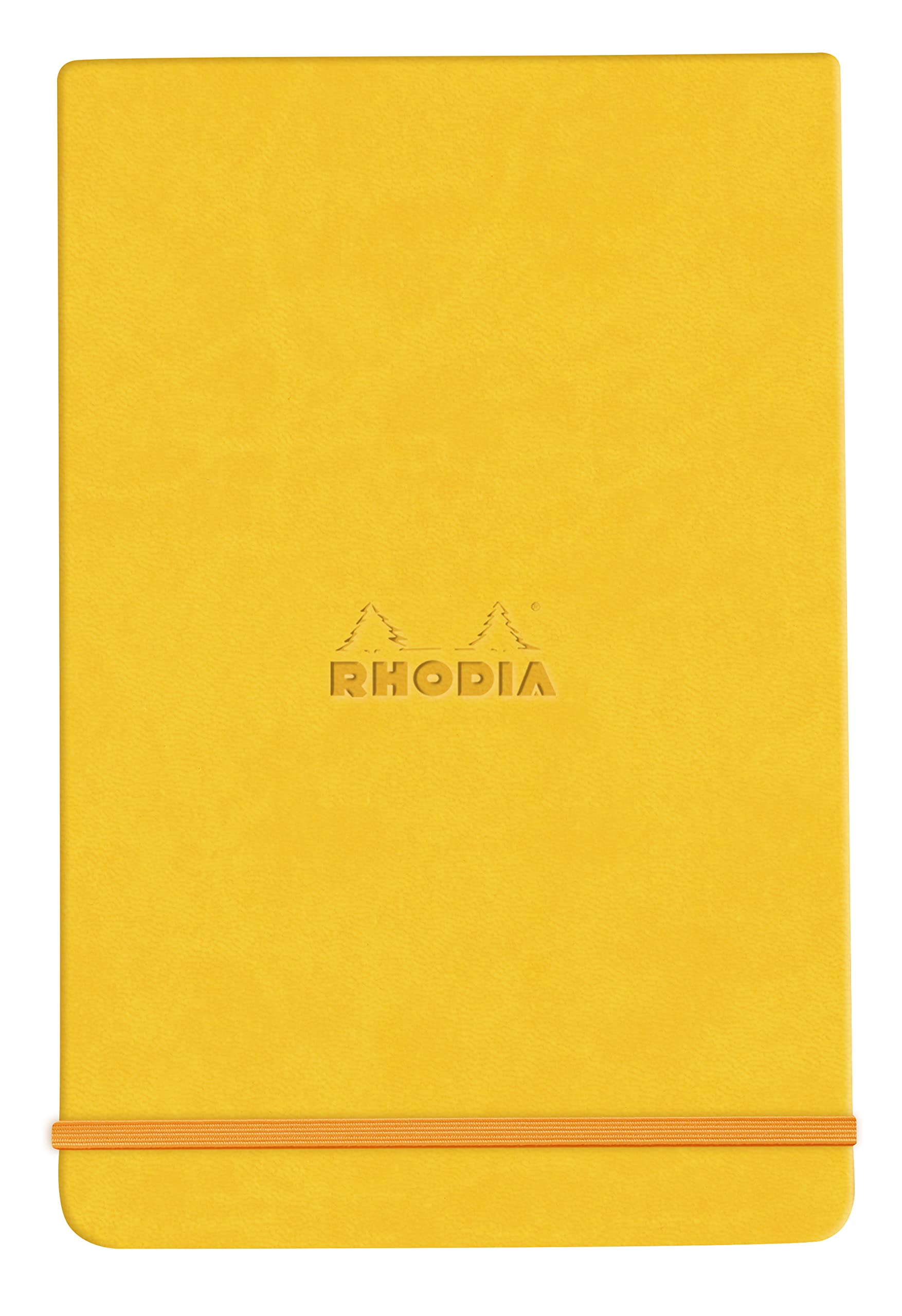 RHODIA 194369C - Jonquille Webnotepad Rigid Notebook - A6 - Lined - 192 Detachable Pages - Clairefontaine Ivory Paper 90 g/m - Bookmark, Elastic Closure - Faux Leather Cover - Rhodiarama