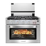 AMZCHEF RV Gas Range 17 Inches Tall, 1.24 Cu.Ft Propane Range Oven with 3 Burners Stove for RV, Apartment, Mobile Home, Stainless Steel.
