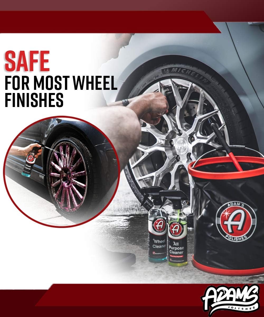Adam's Wheel Cleaner 16oz – Professional Car Wheel Cleaner Spray & Brake Dust Remover for Car Wash Detailing | Safe Rim Cleaner On Chrome Clear Coated & Plasti Dipped Wheels| Use w/Wheel Brush Woolie: Automotive