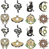 SUNNYCLUE 1 Box 16Pcs 8 Styles Tarot Charms Bulk Gothic Halloween Charms Acrylic Sun Moon Snake Black Cat Divination Lucky Pendants for Jewelry Making Supplies Necklaces Bracelet DIY Craftings Adults