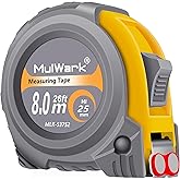 MulWark 25ft Metric Tape Measure, Measuring Tape Retractable, Easy Read Measurement Tape Both-Side Metal Blade, Magnetic Hook &amp; Shockproof Case for Construction, Carpenter, Architect, Woodworking