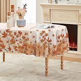 Horaldaily Fall Tablecloth 60 x 84 Inch Oval Autumn Harvest Seasonal | Maple Leaves Watercolor Washable Table Cover for Party Picnic Dinner Decor