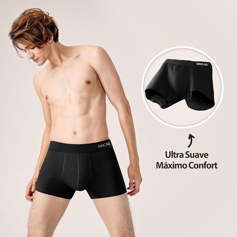 Boxers justos masculinos qincao, pacote de 6 peças, cuecas masculinas, boxers de algodão, roupas íntimas confortáveis ​​para homens