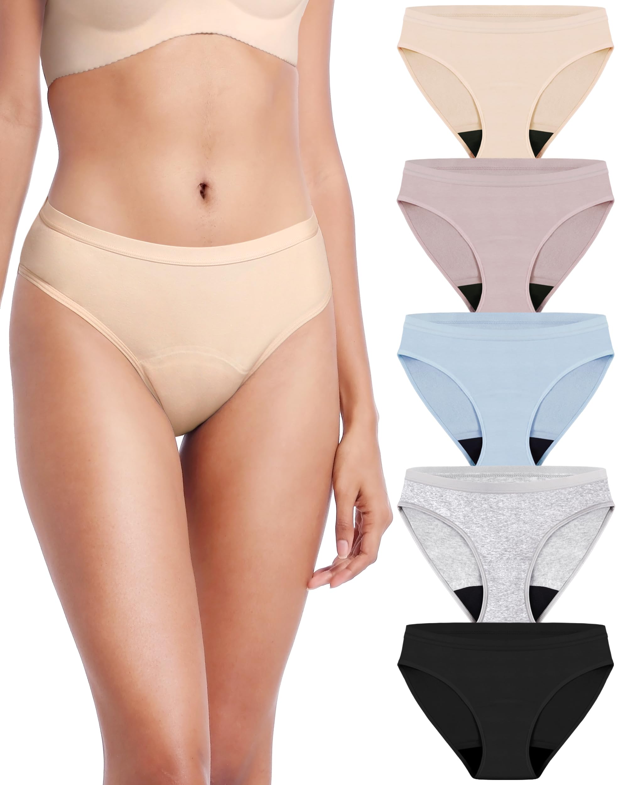 Photo 1 of AIRCUTE Washable Leak Proof Incontinence Underwear for Women Absorbency Bladder Control Briefs 70ML,5 Pack (M,5 Colors)