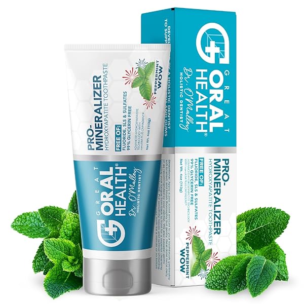 NANO HYDROXYAPATITE TOOTHPASTE FLUORIDE-FREE, PRO MINERALIZER TOOTHPASTE: DENTIST FORMULATED REMINERALIZING ANTI CAVITY XYLITOL TOOTHPASTE, ENAMEL SUPPORT SENSITIVE TEETH TOOTHPASTE – PEPPERMINT WOW