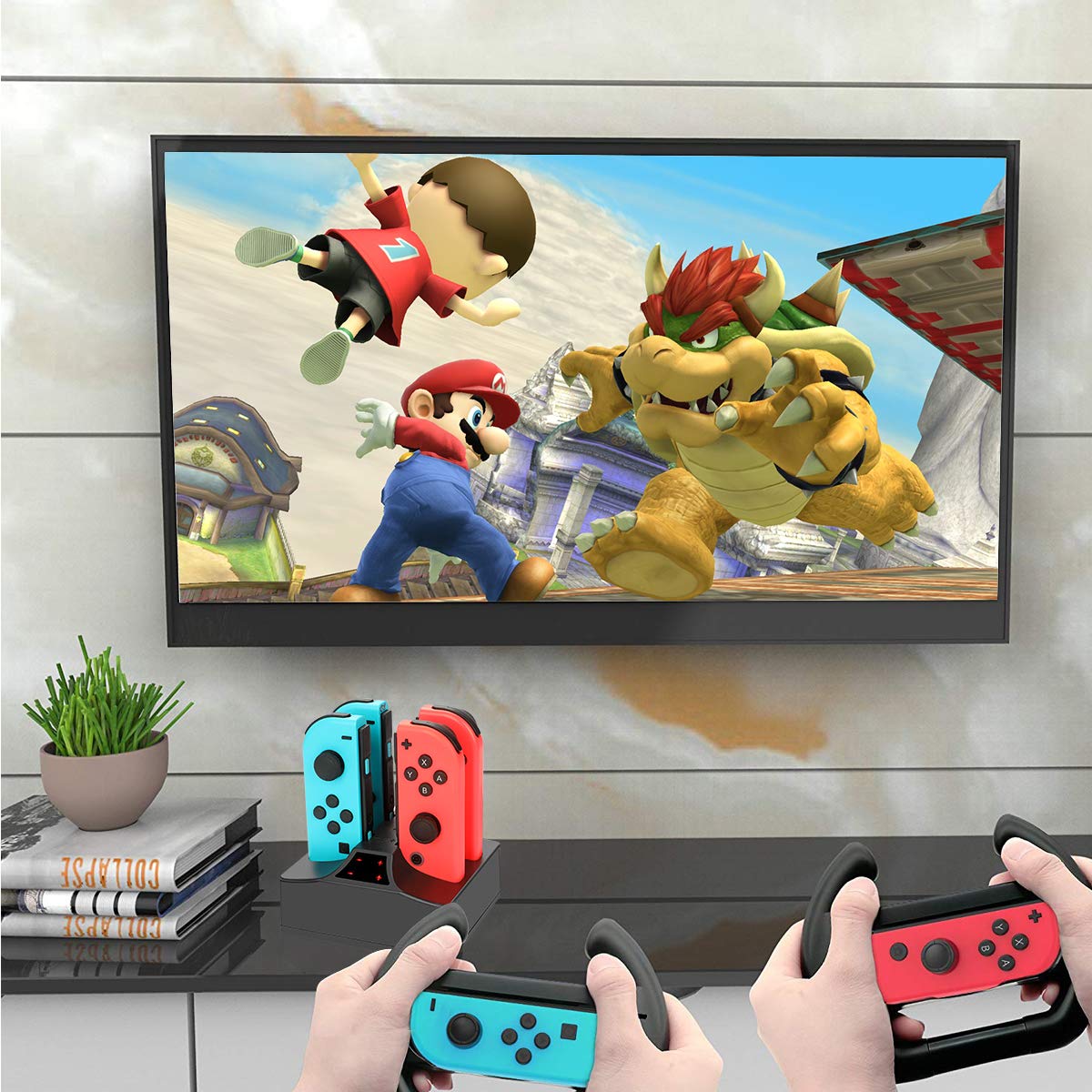 Switch Controller Charger Fit Nintendo Switch Joy Con Controller,Joy Con Charging Dock with Type C Cable and 4 Led Indicators,3 Hours Fast Full Charge