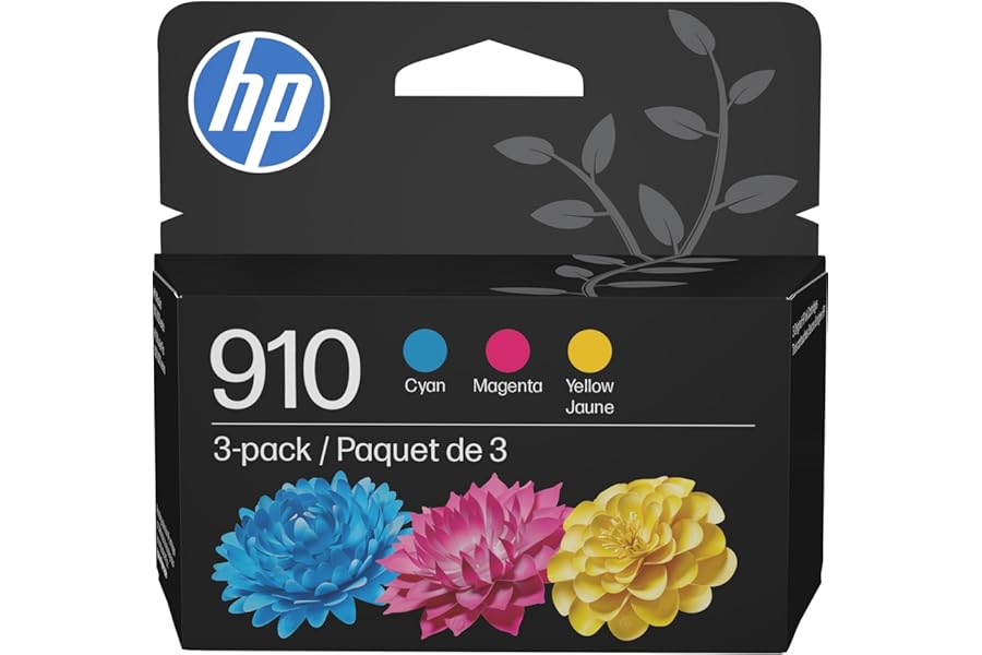 HP 910 Cyan, Magenta, Yellow Ink Cartridges (3-Pack) | Works with OfficeJet 8010, 8020 Series, OfficeJet Pro 8020, 8030 Series | Eligible for Instant Ink | 3YN97AN