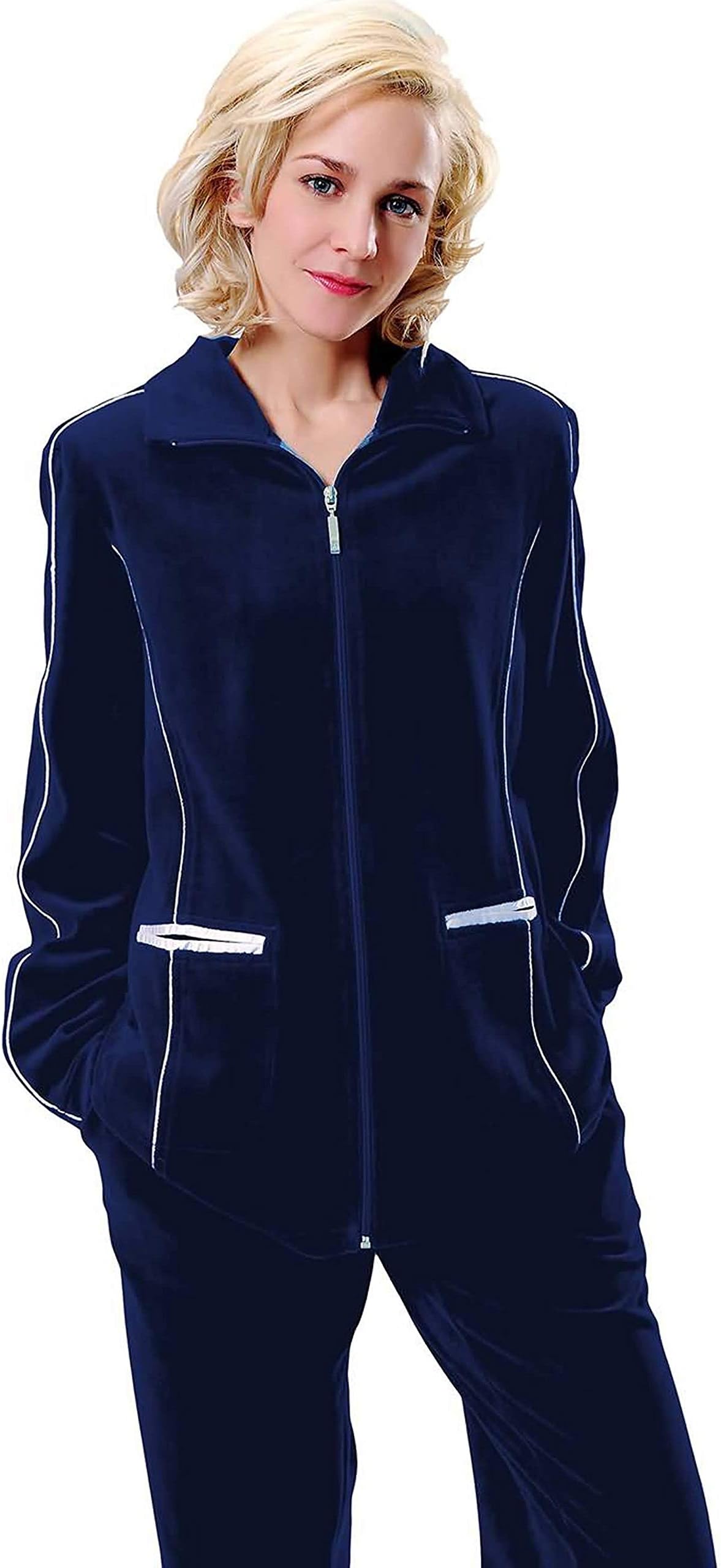 RAIKOUWomens Velour Tracksuit Set Lounge Suit Tracksuit Long Sleeve Velour Tracksuits Set Jogging Suit Sportwear