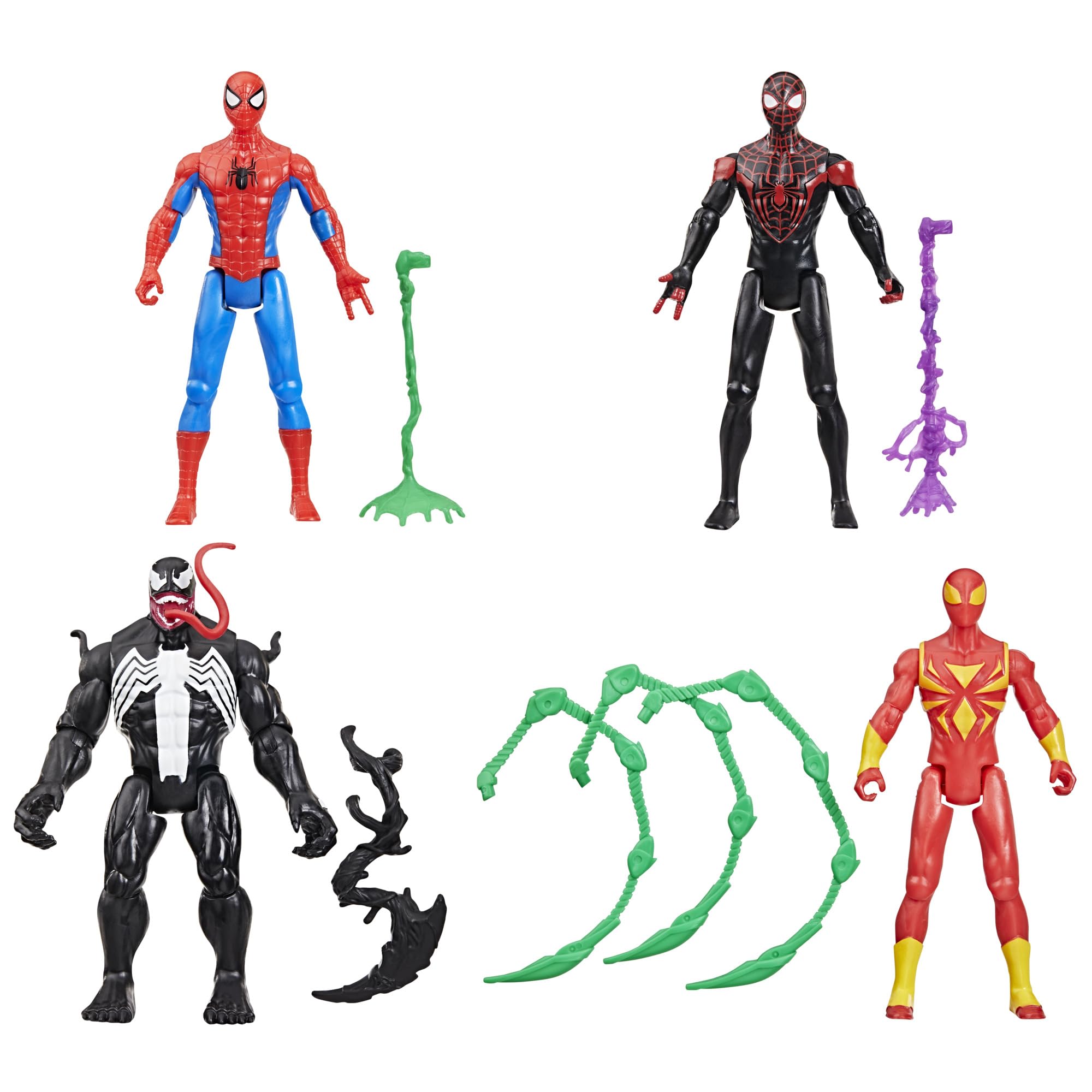 Spider-Man Marvel VenomVersus Epic World of Action, Miles Morales, Iron Spider & Venom, Superhero Toys, Action Figure 4-Pack (Amazon Exclusive)