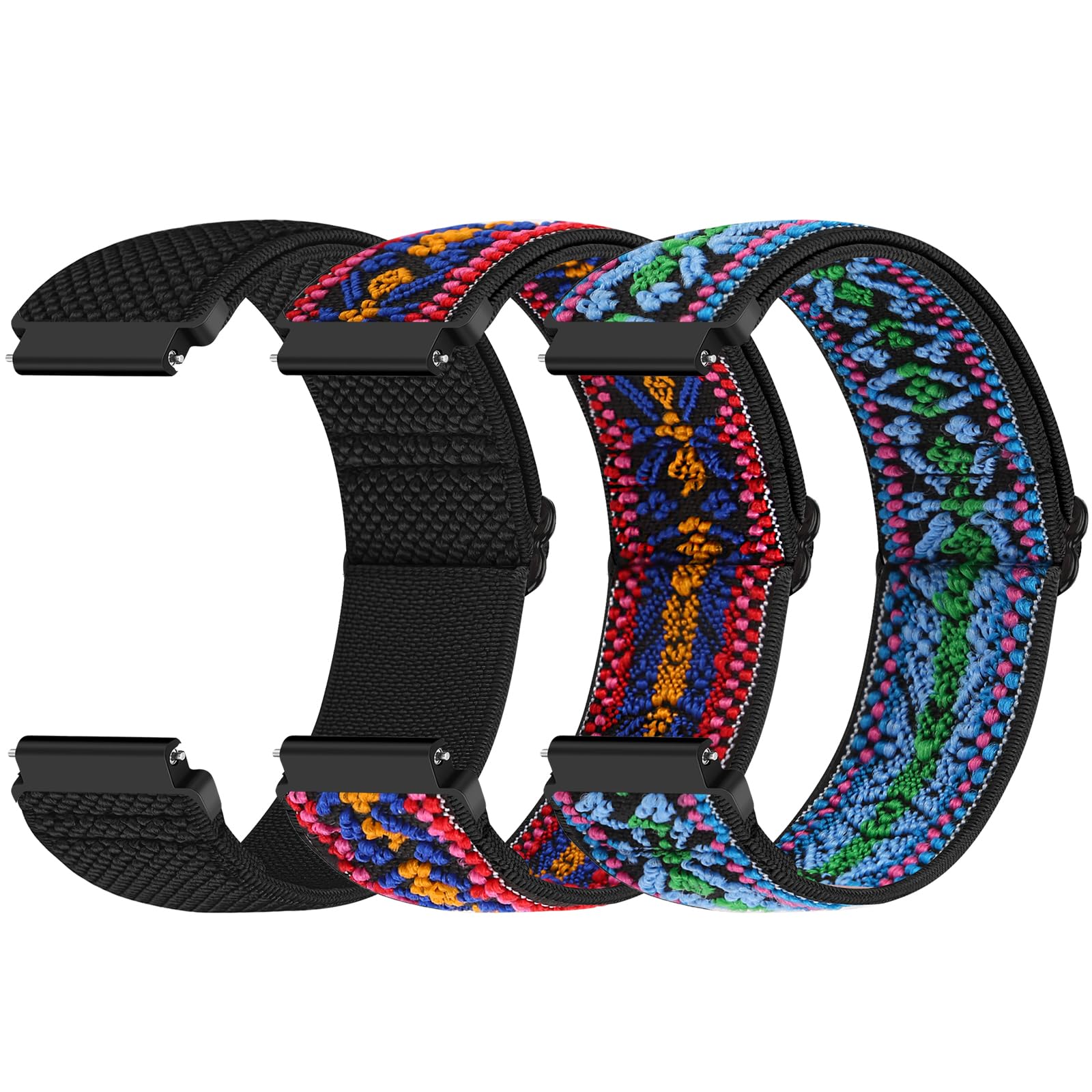 19mm Elastic Watch Strap Compatible with GRV FC1/FC5/Willful/YAMAY/Letsfit/LETSCOM/TEMINICE/LIFEBEE/Lintelek/ ID205 ID205L ID205G ID205S ID205U/Blackview/UMIDIGI Sport Nylon Replacement Band Women Men