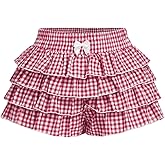 SHENHE Women's Y2k Layered Ruffle Bow Front Low Rise Elastic Waist Coquette Bloomer Shorts