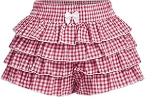 BEAUDRM Women's Y2K Ruffle Shorts Gingham Bloomers Cute Mini Micro Shorts Rave Party Going Out Date Night Hot Pants