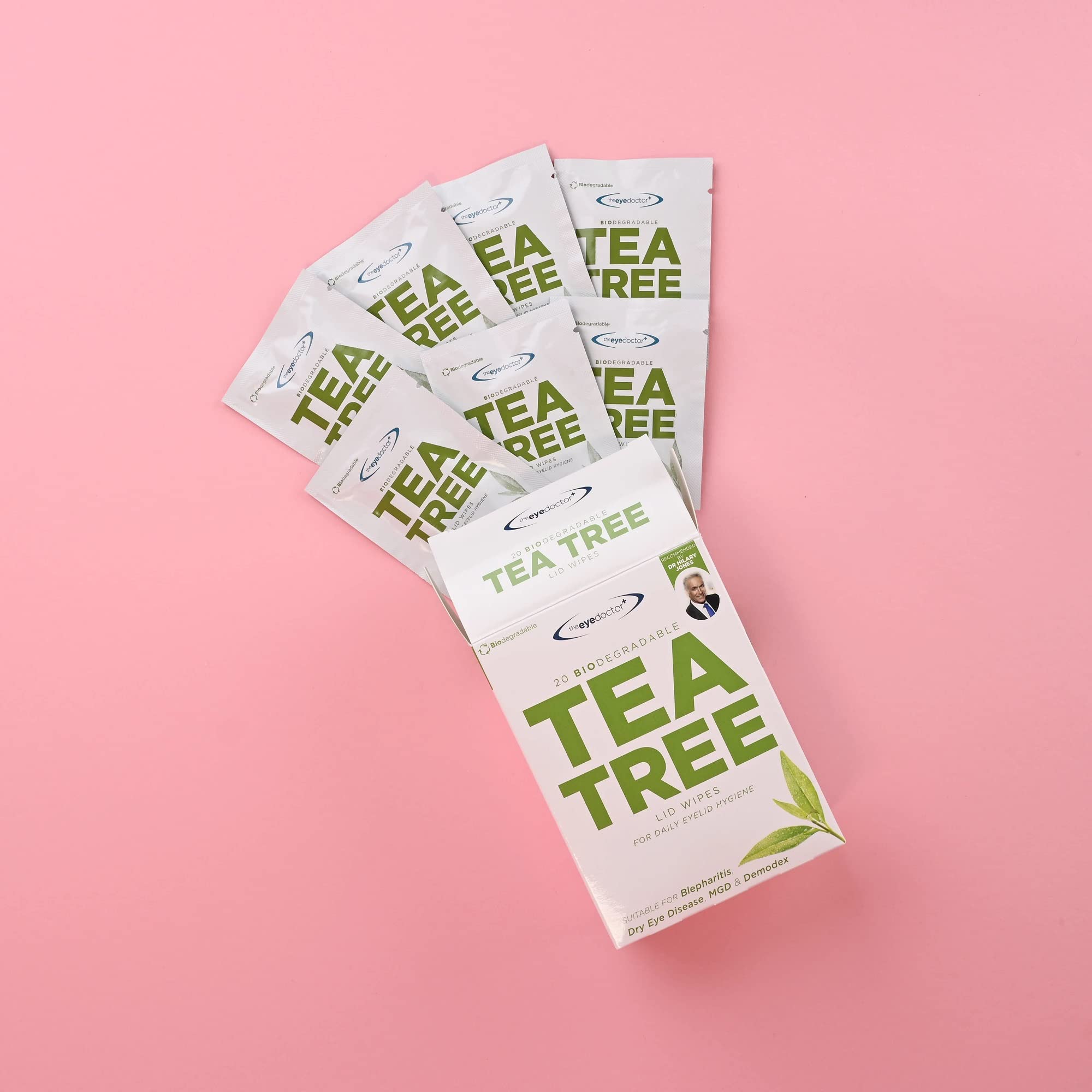 The Eye Doctor Tea Tree Eyelid Wipes - 40x Cleansing Lid Wipes Suitable for Dry Eye Blepharitis MGD & Demodex - Tea Tree, Coconut & Argan Oil