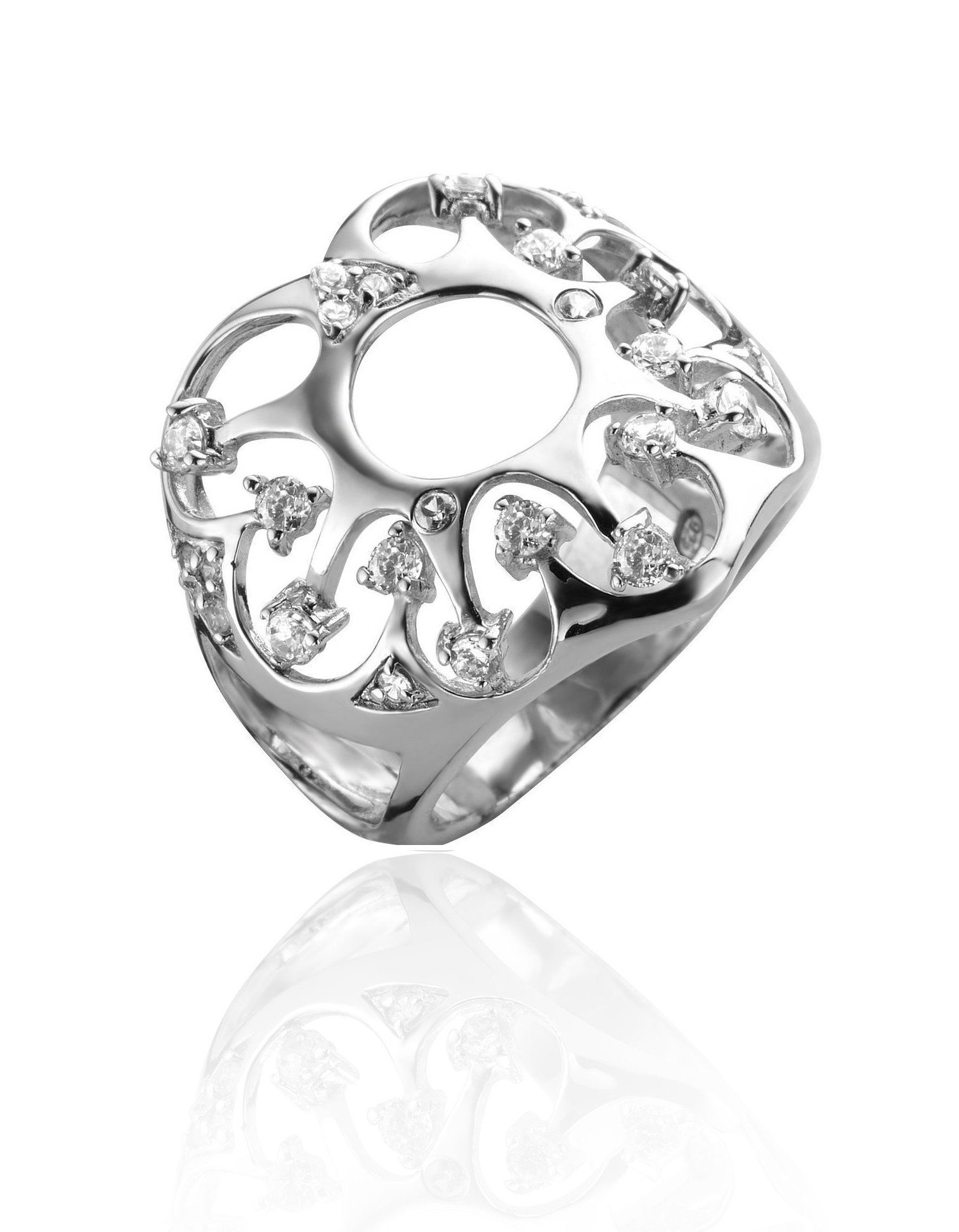 Orphelia Women's Ring 925 Silver Rhodium-Plated Zirconia White Brilliant Cut, 52 (16.6), Silver Silver Zirconia, Cubic Zirconia