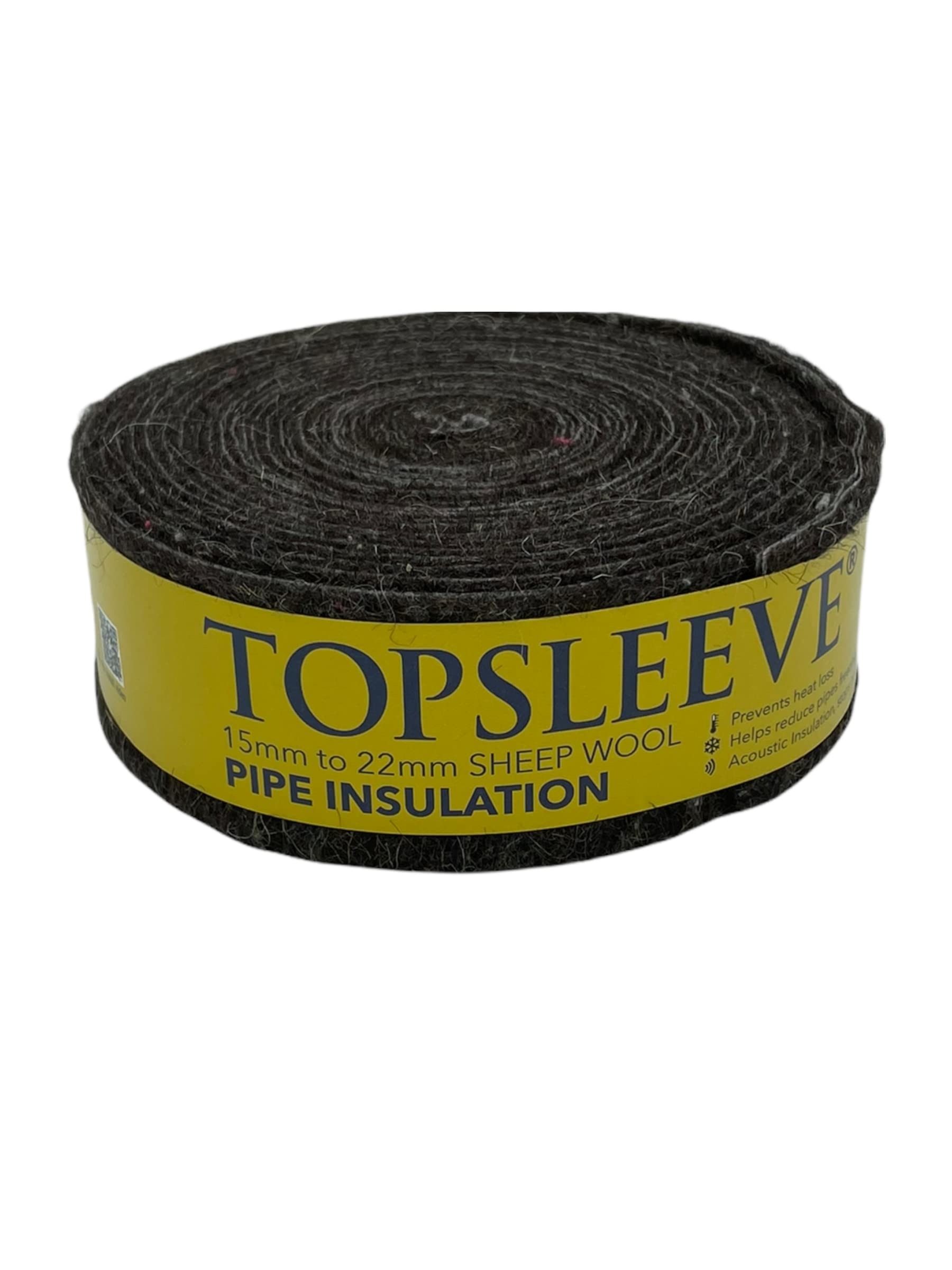 Topsleeve Pipe Insulation Lagging for 15mm and 22mm Copper Plastic Pipe Natural Sheep Wool 7.2 Metre Roll