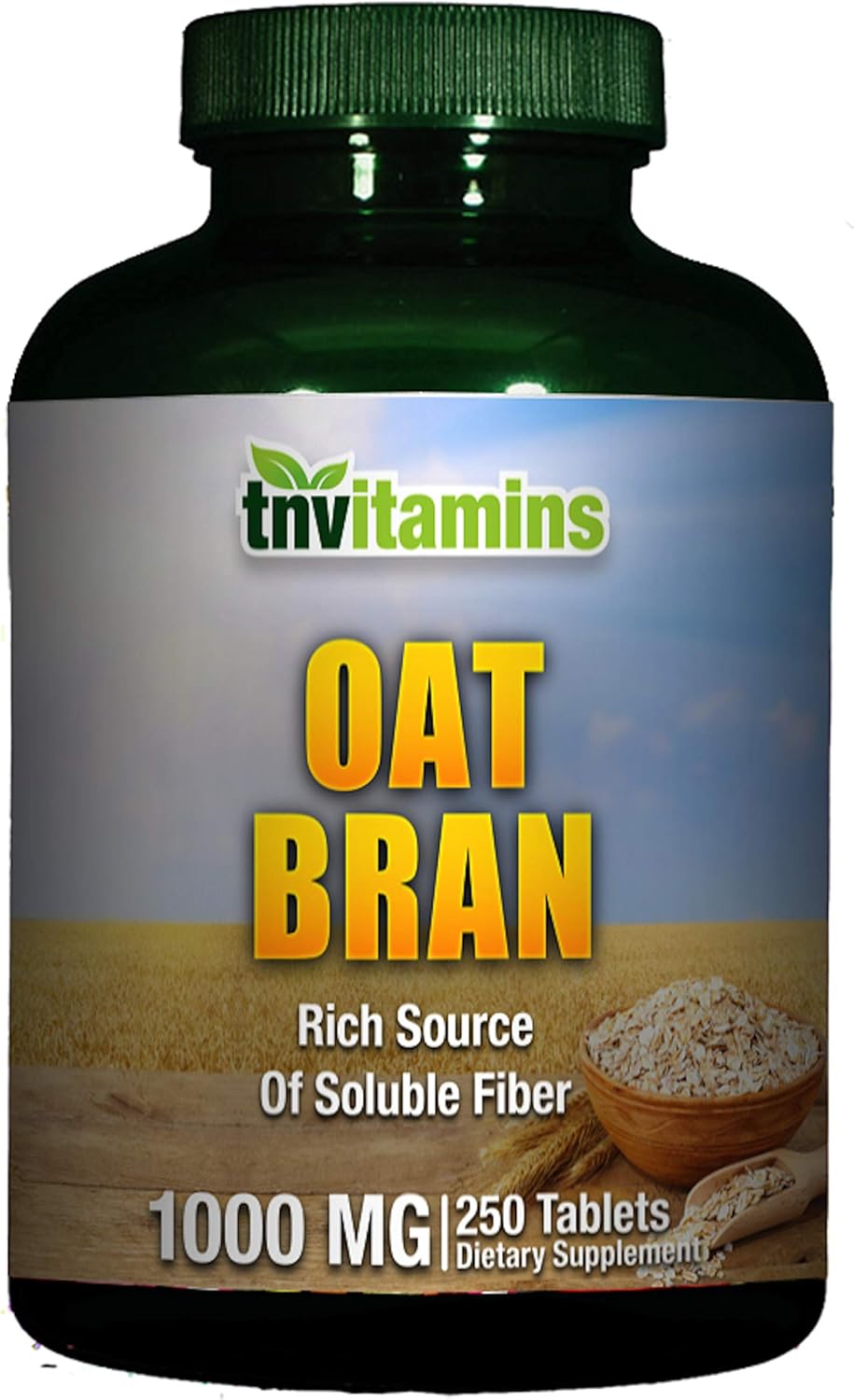 Oat Bran Tablets 1000 Mg by TNVitamins 250 Tablets Health