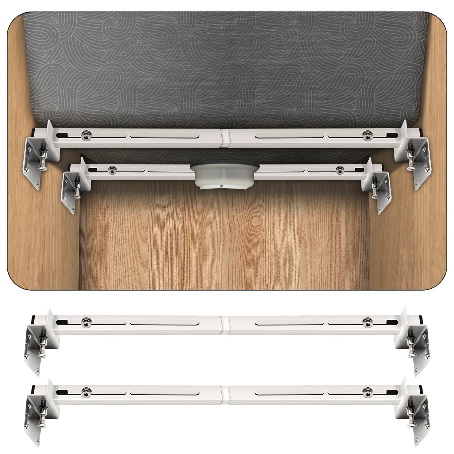 Photo 1 of 2-Pack Upgraded Undermount Sink Bracket, Undermount Sink Support Kit(Telescopic Length 20"-55"), Stainless Steel Horizontal Sink Bracket, Adjustable Support Pole for Kitchen Small Sink