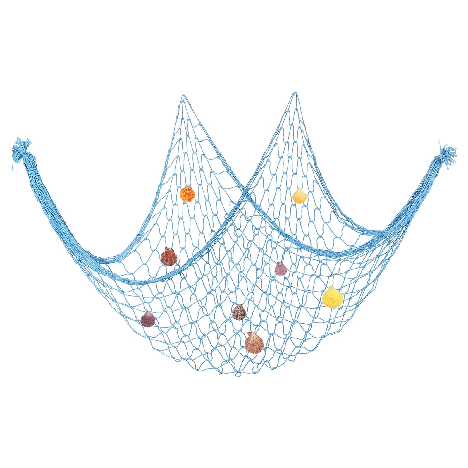 PATIKIL Fishing Net Decor, 80" x 60" Mediterranean Style Photographing Decoration Natural Fish Net Party Accessory with Sea Shells for Home Bedroom, Light Blue