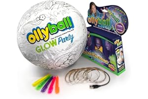 Ollyball New Glow Party! Glow in The Dark Inflatable Ball with LED Blacklight Strip and Five Glow Markers Included, Great Indoor Toy for Kids of All Ages!