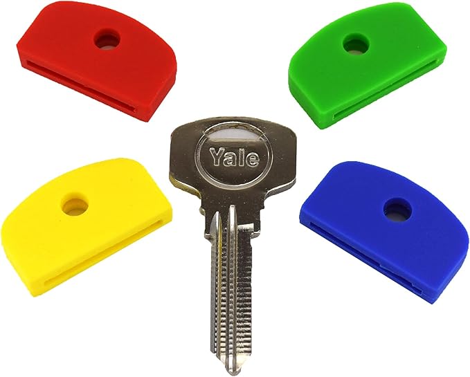 Set of 8 Coloured Large Square Headed Identifying Key caps for Yale
