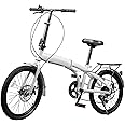LIAPDG 20-Inch Folding Bike, Foldable Bike for Adults Adjustable Seat Height & Elevable Handlebars Store in The Trunk 7-Gear Transmission Front and Rear Disc Brakes for Traveling